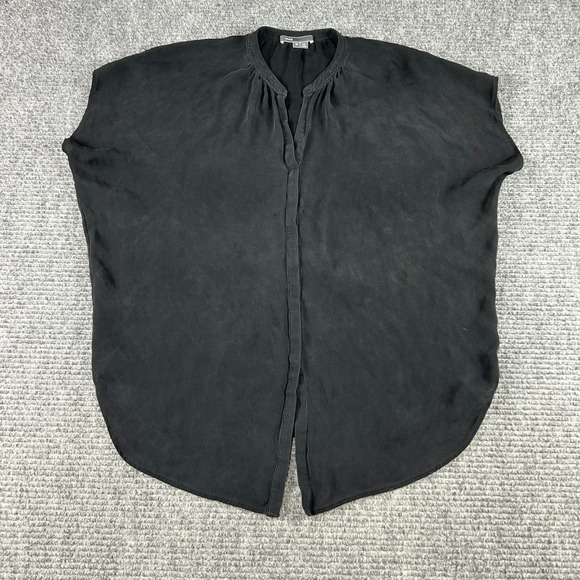 Vince Tops - Vince Black 100% Silk Button-Up Blouse‎ Womens Medium Loose-Fit Top Breathable